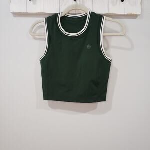 Lululemon Varsity Scoop Neck Cropped Tennis Tank Green Size 6 Medium Support